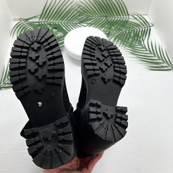 Blondo Remi Waterproof Black Suede Stretch Knit Foldover Lug Bootie Size 6M - Picture 10 of 12